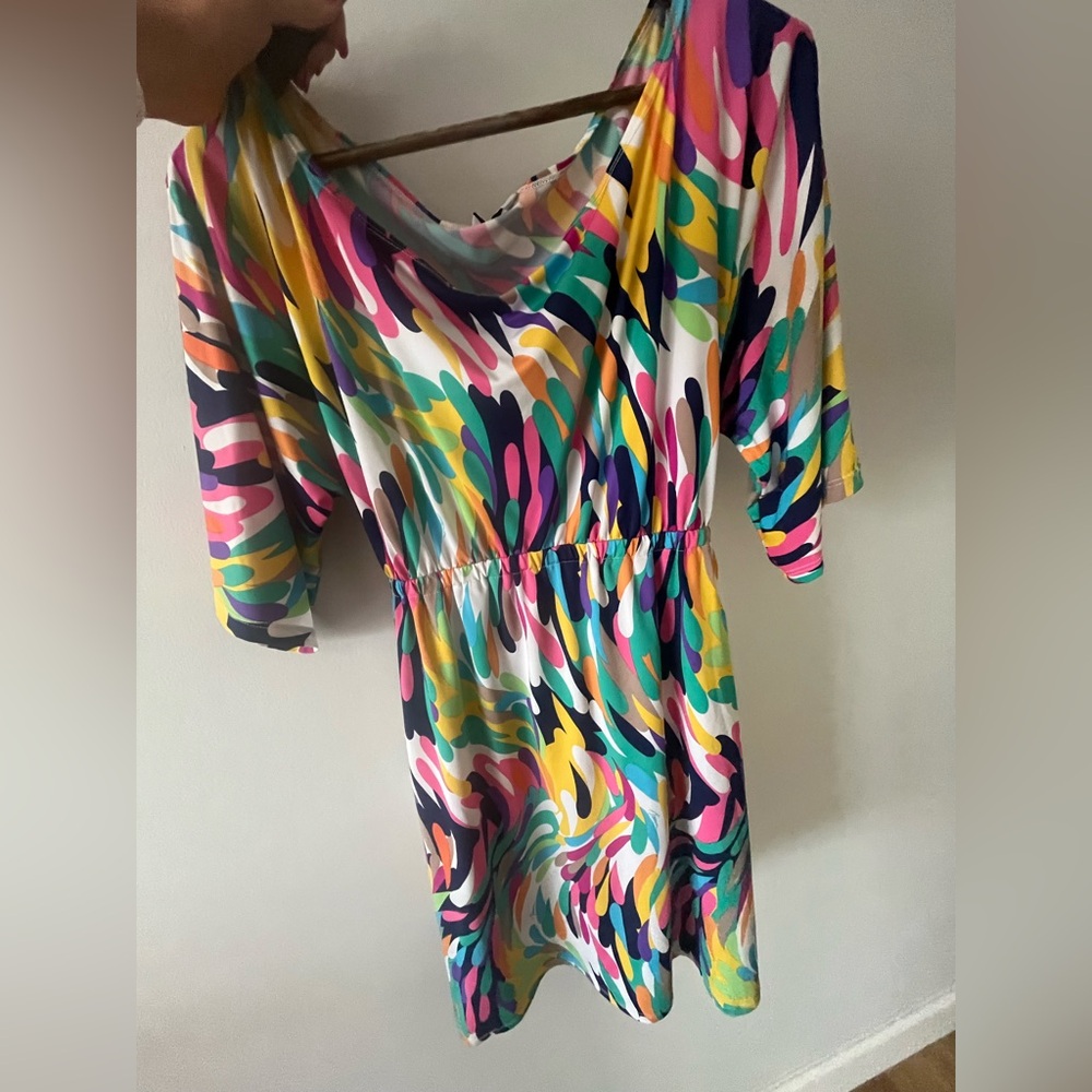 TRINA TURK 💛💚💜🩵 Tropical Print Swimsuit/Beach Coverup - Women’s Medium